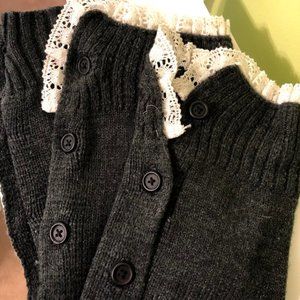 Charcoal Grey Lace Leg Warmers